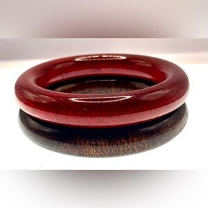 Vintage Set of 2 Rounded Polished Wooden Bangle Bracelets